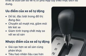 Infographic giải thích xe số tự động là gì, ưu và nhược điểm, các loại hộp số phổ biến.