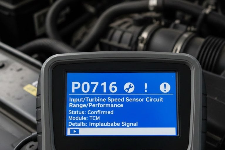 Mã lỗi P0716 liên quan cảm biến tốc độ trục vào hộp số.