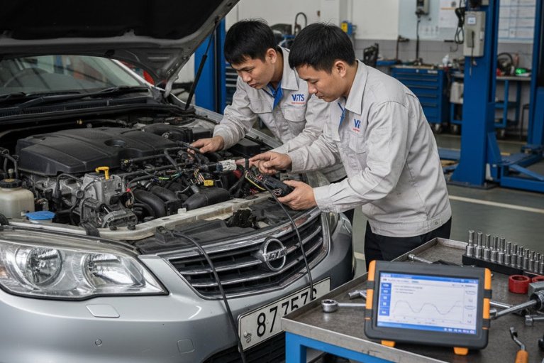 Kỹ thuật viên VATS thực hiện quy trình đo kiểm nguồn cấp