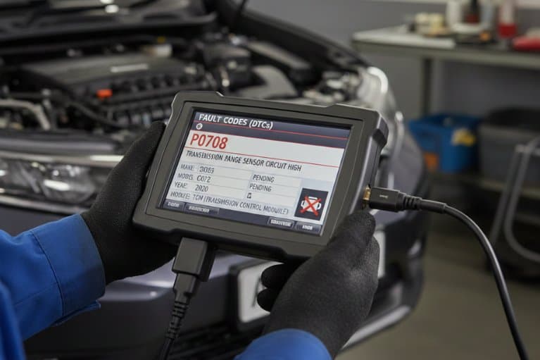 Màn hình máy chẩn đoán hiển thị mã lỗi P0708 Transmission Range Sensor Circuit High