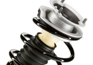 Hình ảnh cụm phuộc BMW gồm giảm xóc và lò xo được tháo rời