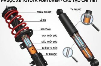 Phuộc Fortuner hoạt động trên đường gồ ghề, thể hiện hệ treo cứng và khả năng chịu tải