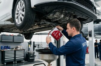 Kỹ thuật viên thay dầu hộp số Kia Cerato tại garage