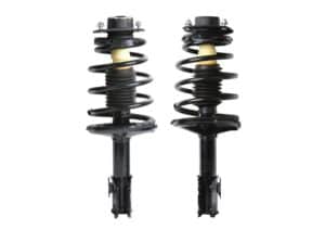 Hình ảnh mô tả bộ phuộc trước Toyota Camry dạng strut với lò xo cuộn và giảm xóc thủy lực