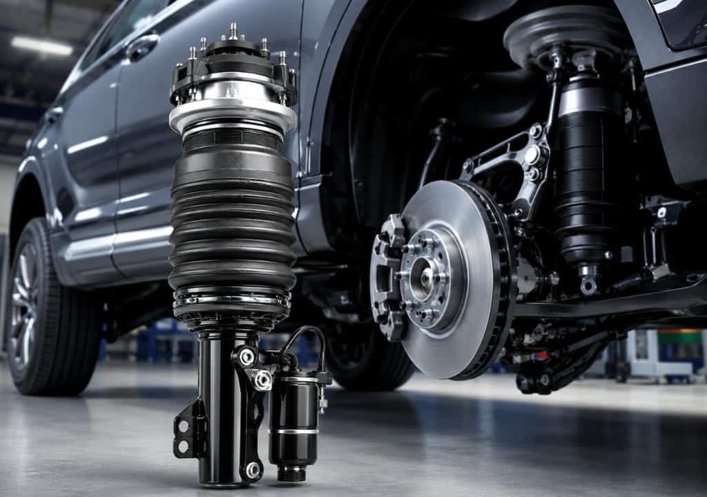 Phuộc hơi ô tô dạng treo khí nén lắp trên SUV trong garage