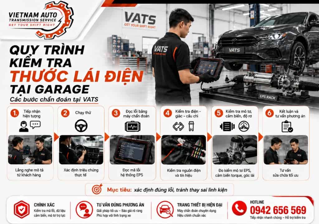 Quy trình kiểm tra thước lái điện bằng máy chẩn đoán và cầu nâng