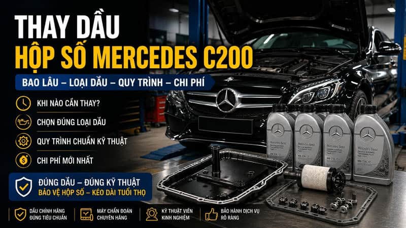 thay dầu hộp số mercedes c200