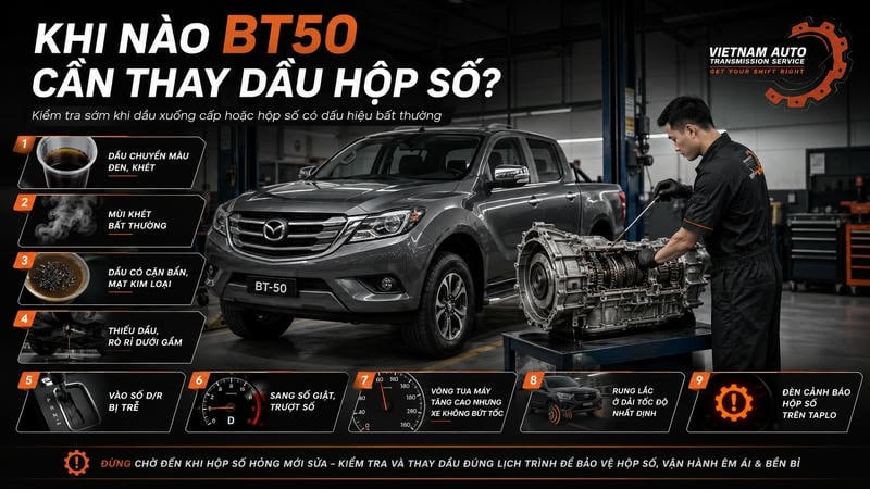 Khi nào cần thay dầu hộp số cho mazda bt50